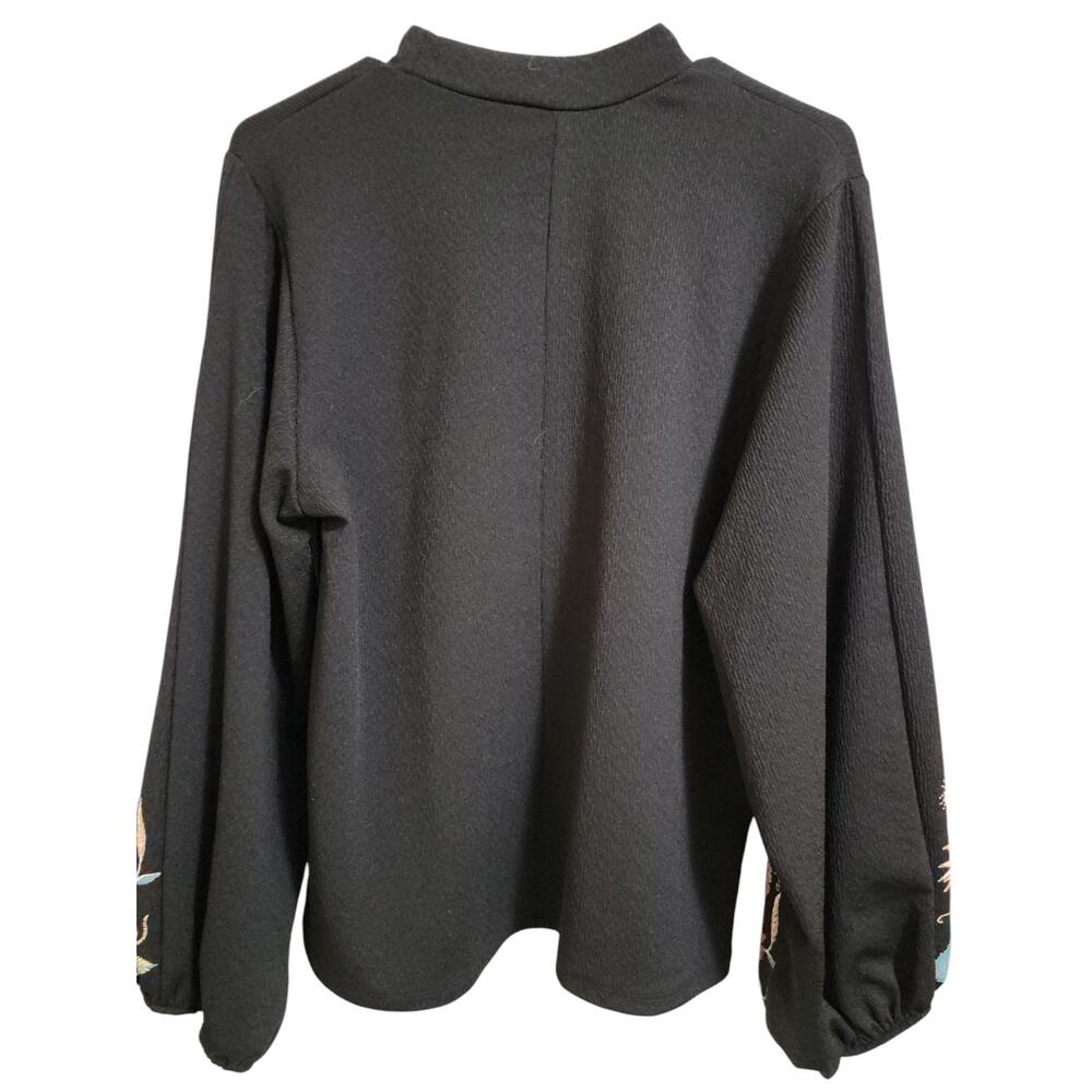 Zara Trafaluc Black Mock Neck Embroidered Sleeves Pullover Sweater - Picture 2 of 8